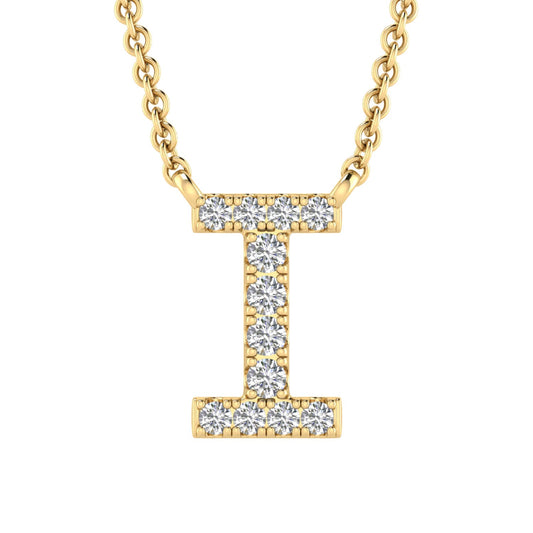 Initial 'I' Necklace with 0.06ct Diamonds in 9K Yellow Gold - PF-6271-Y