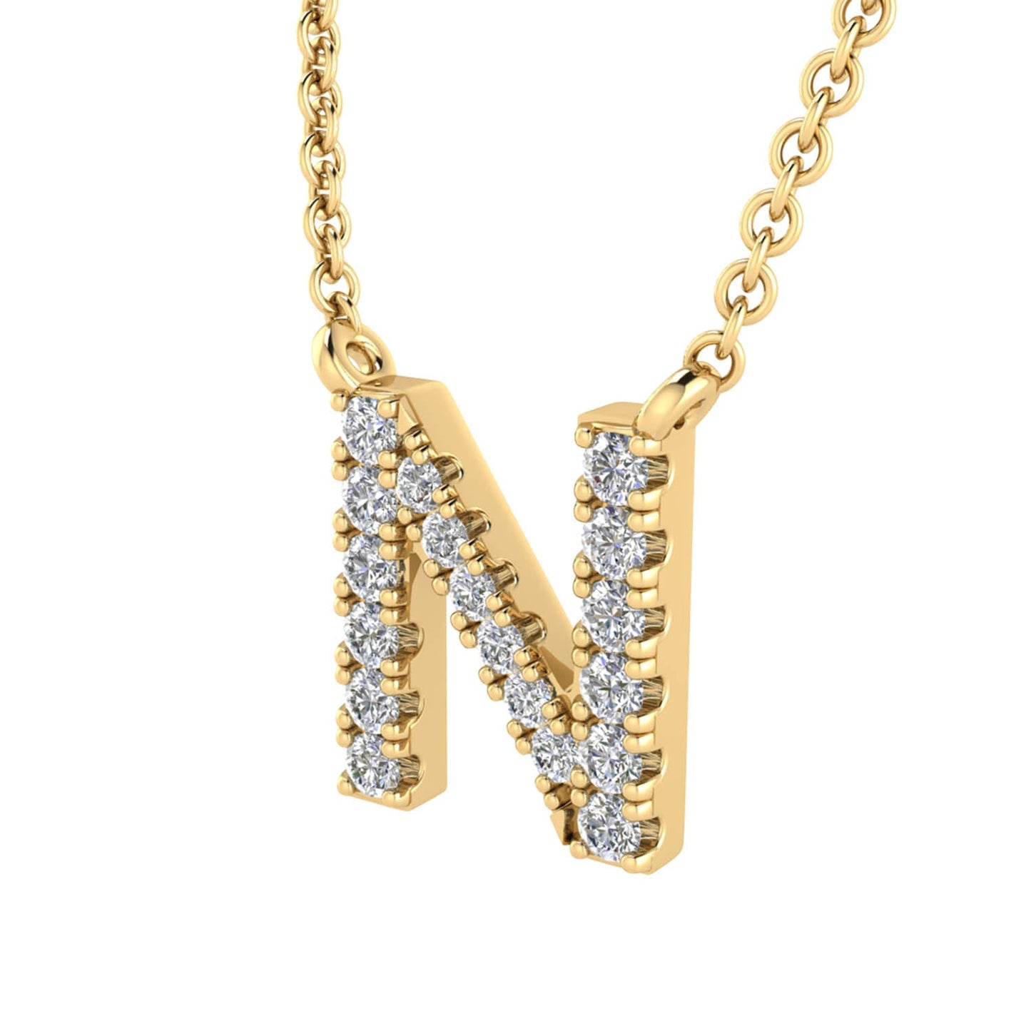 Initial 'N' Necklace wth 0.09ct Diamonds in 9K Yellow Gold - PF-6276-Y