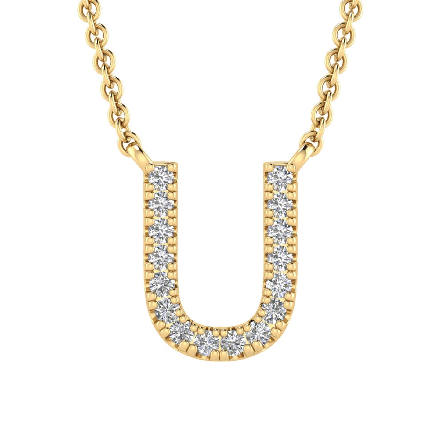 Initial 'U' Necklace with 0.06ct Diamonds in 9K Yellow Gold - PF-6283-Y