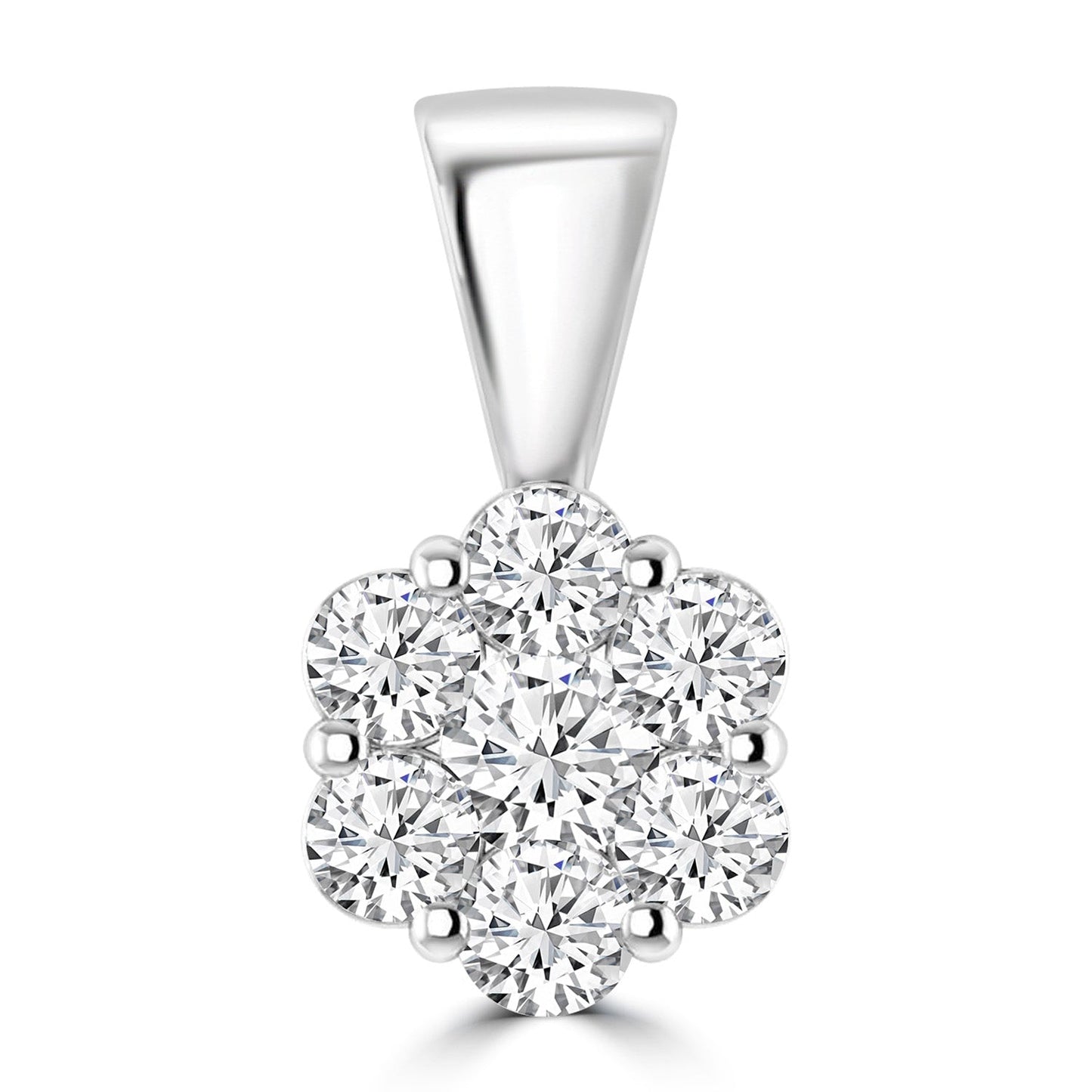 Cluster Diamond Pendant with 0.25ct Diamonds in 9K White Gold - RJ9WPCLUS25GH