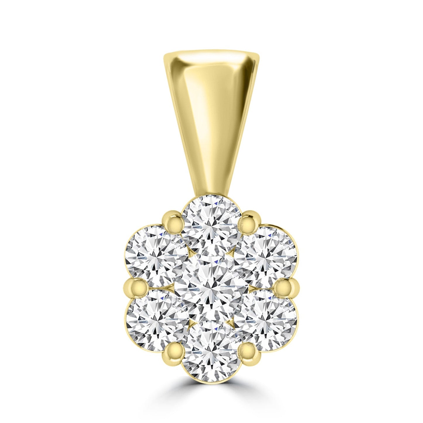 Cluster Diamond Pendant with 0.25ct Diamonds in 9K Yellow Gold